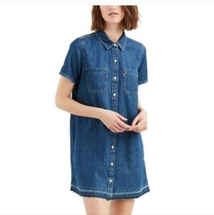 Levi's dark wash denim button down tshirt dress